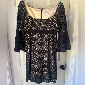 Milly New York Lace Overlay Crochet Empire black dress Size 2